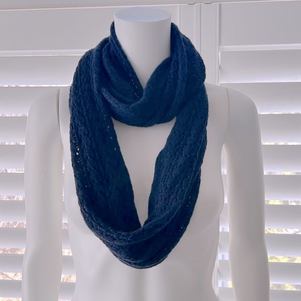 Women’s Navy Blue Soft Knit Infinity Neck Scarf, Accessory, Fashion